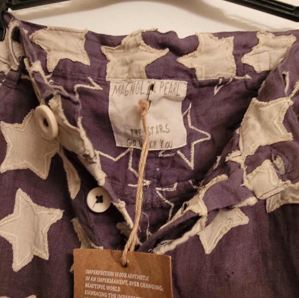 SOLD!! Magnolia Pearl Miner Star Applique Pants - Picture 1 of 4